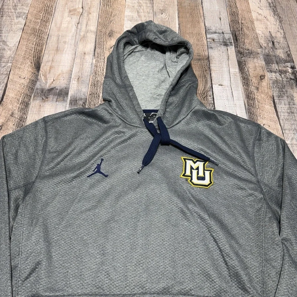 Nike Jordan Hoodie Mens Medium Gray Marquette University Dri Fit NCAA Basketball